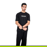 GalliWear Core Black oversized French Terry t-shirt – front view