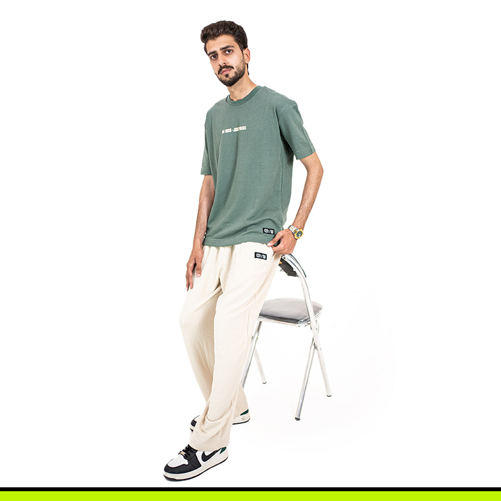 GalliWear Matcha Flow green French Terry tee – detail