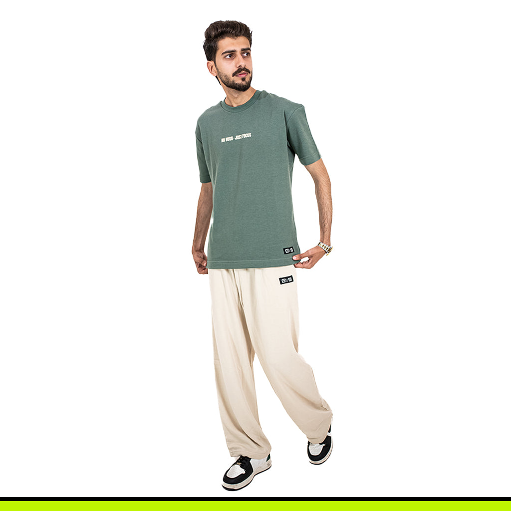 GalliWear Matcha Flow oversized tee styled on model