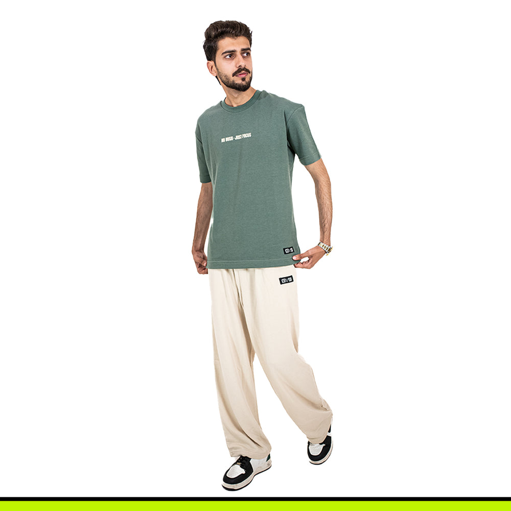 GalliWear Matcha Flow oversized tee styled on model