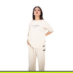 GalliWear Core Beige oversized French Terry t-shirt – back view