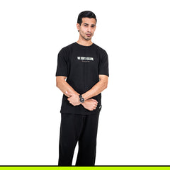 GalliWear Core Black oversized French Terry t-shirt – front view