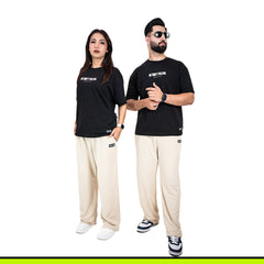 GalliWear Core Black oversized tee styled on model