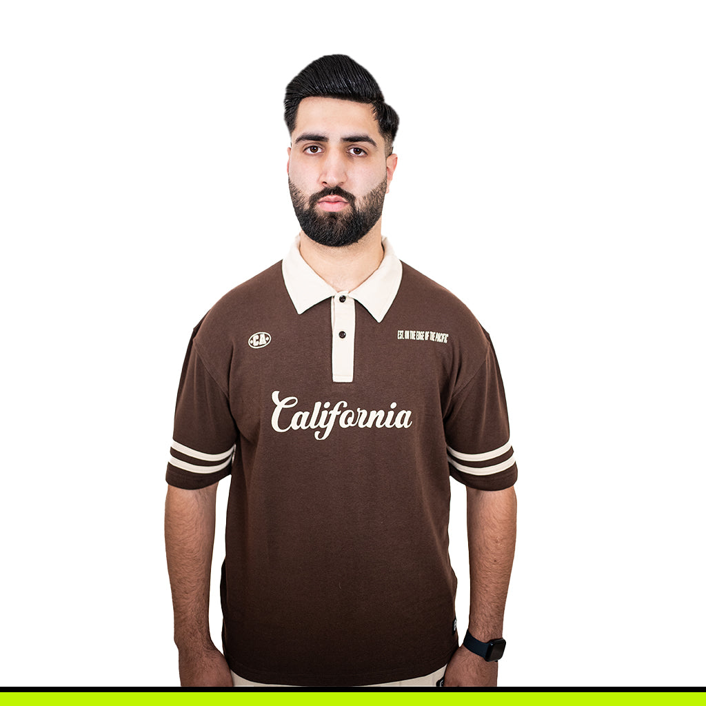 GalliWear Heritage Polo in brown French Terry – back view