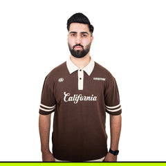 GalliWear Heritage Polo in brown French Terry – back view