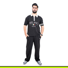 GalliWear Shadowline Noir black French Terry co-ord set – front view