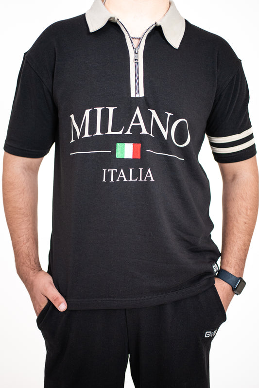 GW DISTRICT POLO - Black Zip - French Terry