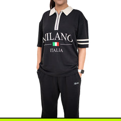 GalliWear District Polo black zip French Terry – back view