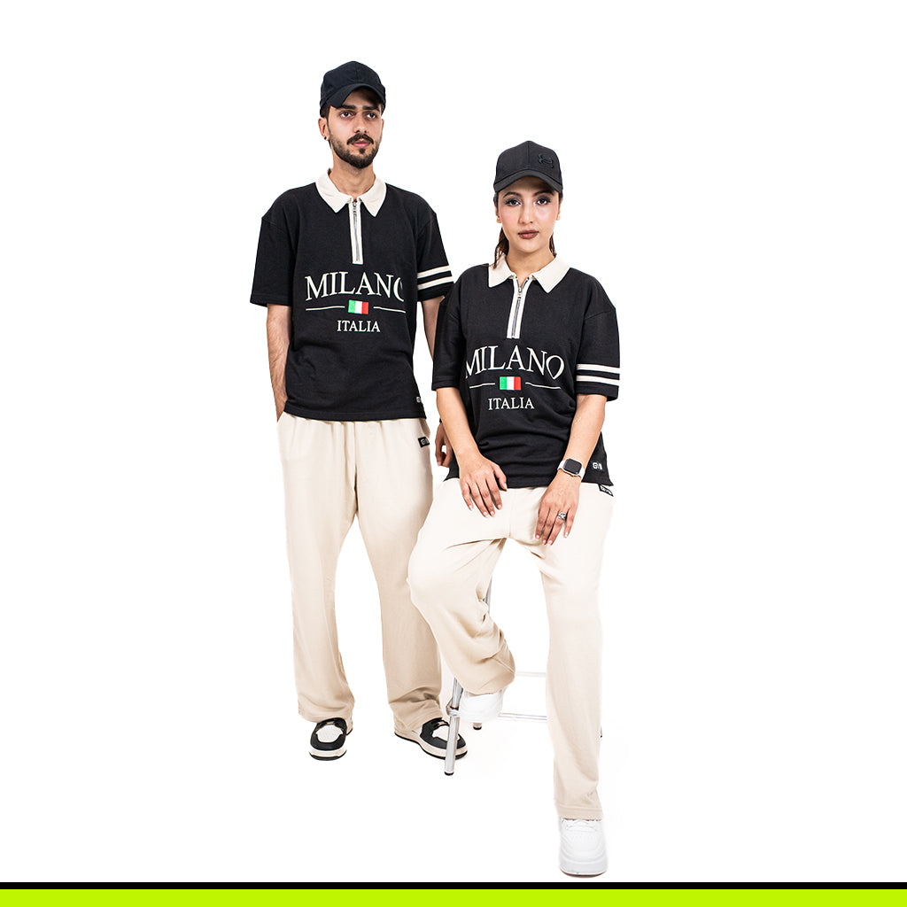 GW DISTRICT POLO - Black Zip (TERRY)