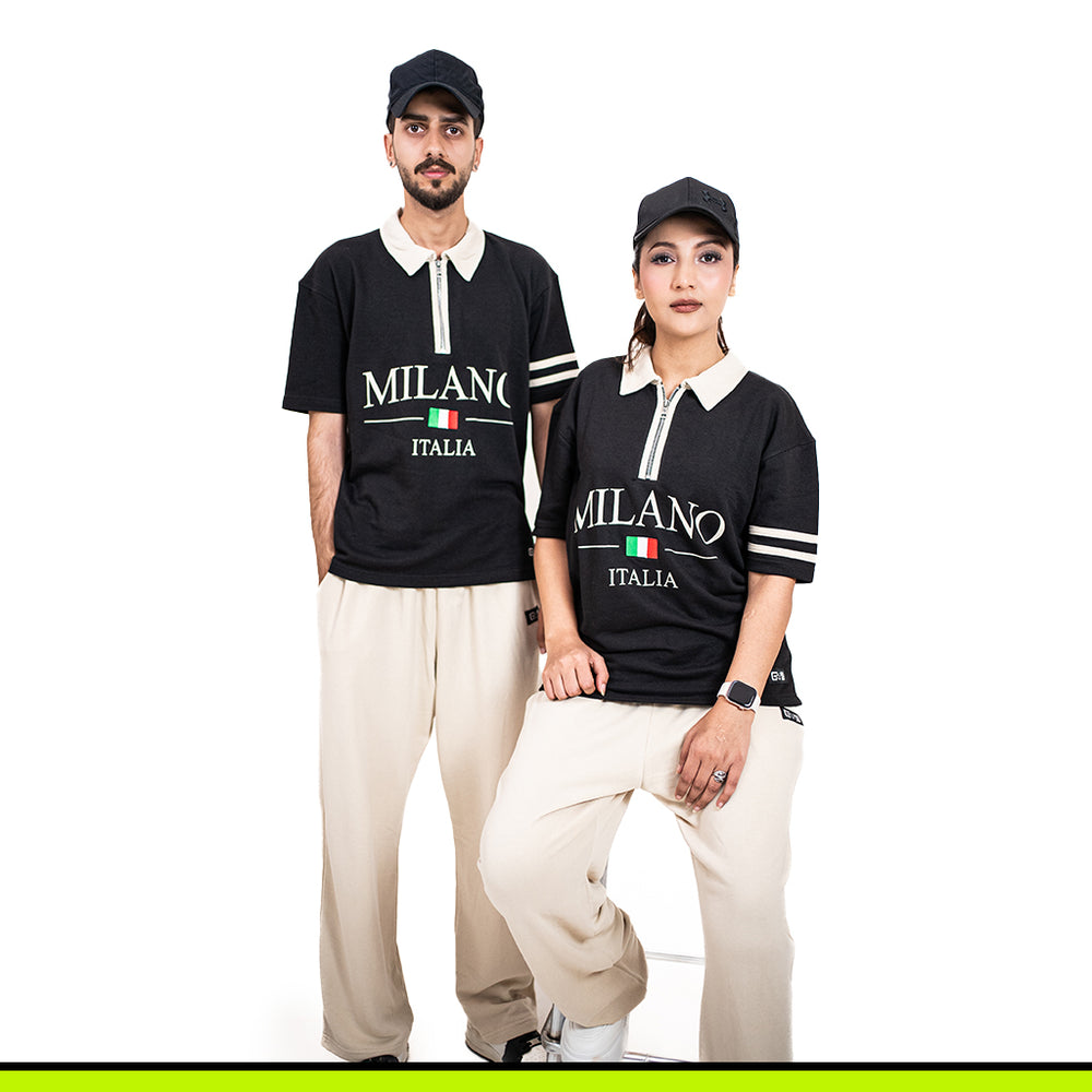 GalliWear District Polo – quarter-zip collar detail